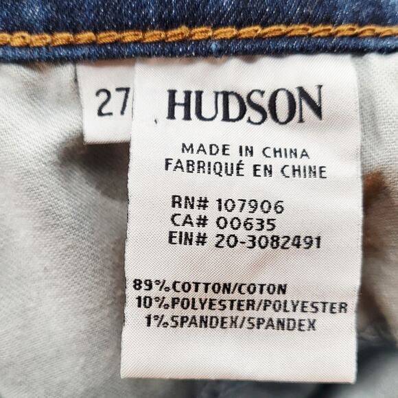 Hudson Krista Ankle Super Skinny Jeans Dark Blue Wash Busted Knee Women's Sz 27 - Picture 7 of 9